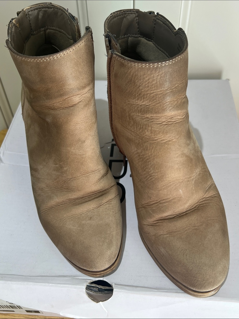 Aldo Taupe Leather Ankle Booties